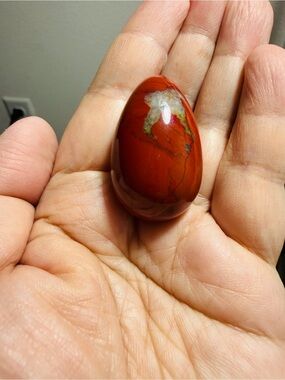 Natural Red Jasper Carved Egg | Root Chakra | Supreme Nurturer Worry Palm Stone